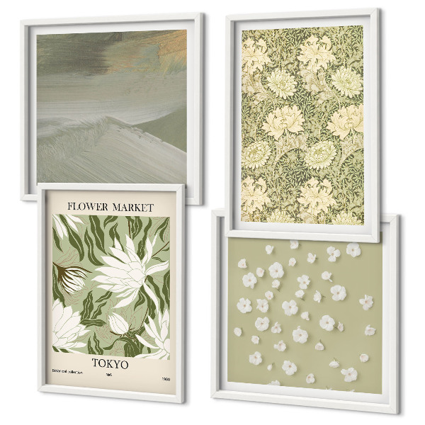Polittico con cornice Astrazioni floreali in stile boho