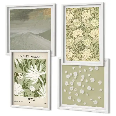 Polittico con cornice con astrazioni floreali in stile boho