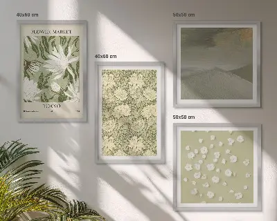 Polittico con cornice con astrazioni floreali in stile boho