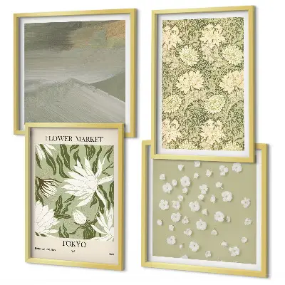 Polittico con cornice con astrazioni floreali in stile boho