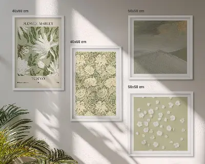 Polittico con cornice con astrazioni floreali in stile boho