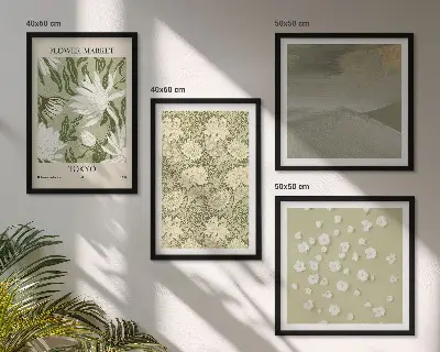 Polittico con cornice con astrazioni floreali in stile boho