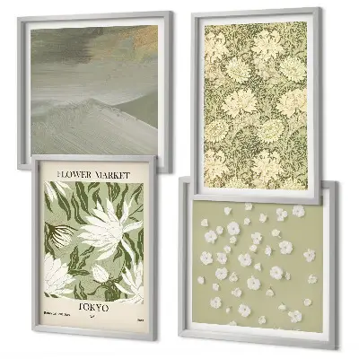 Polittico con cornice con astrazioni floreali in stile boho