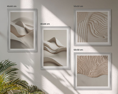 Composizione di 4 quadri Onde astratte beige
