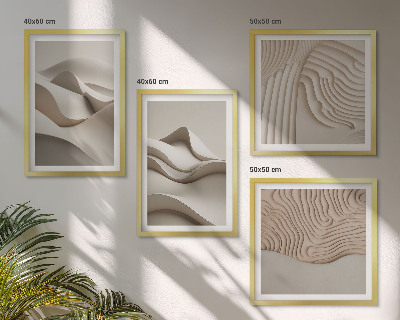 Composizione di 4 quadri Onde astratte beige