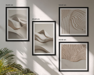 Composizione di 4 quadri Onde astratte beige