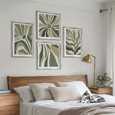Polittico con cornice Foglie dipinte di verde