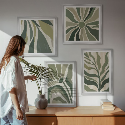 Polittico con cornice Foglie dipinte di verde
