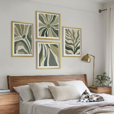 Polittico con cornice Foglie dipinte di verde