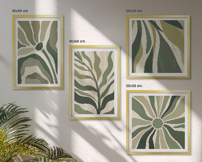 Polittico con cornice Foglie dipinte di verde