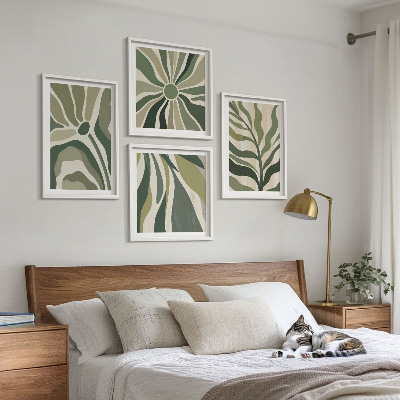 Polittico con cornice Foglie dipinte di verde