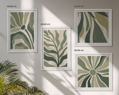 Polittico con cornice Foglie dipinte di verde