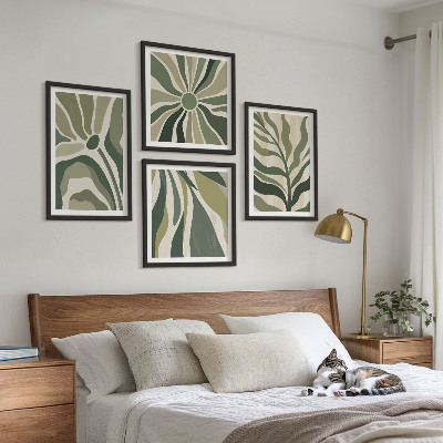 Polittico con cornice Foglie dipinte di verde