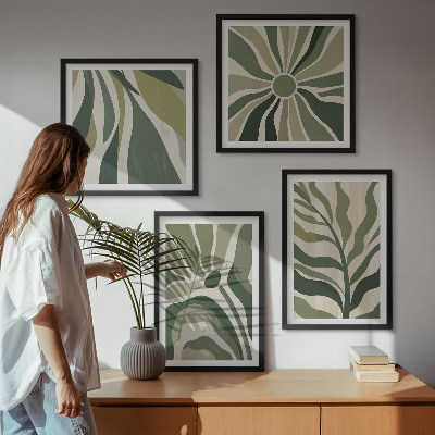 Polittico con cornice Foglie dipinte di verde