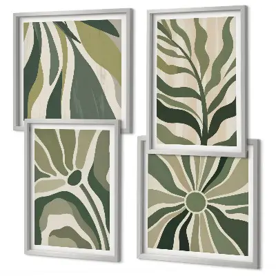 Foglie dipinte di verde polittico con cornice