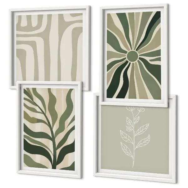 Galleria a parete decorazione con motivi vegetali in stile minimalista verde