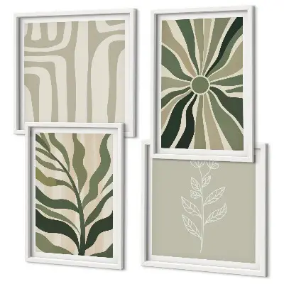 Galleria a parete decorazione con motivi vegetali in stile minimalista verde