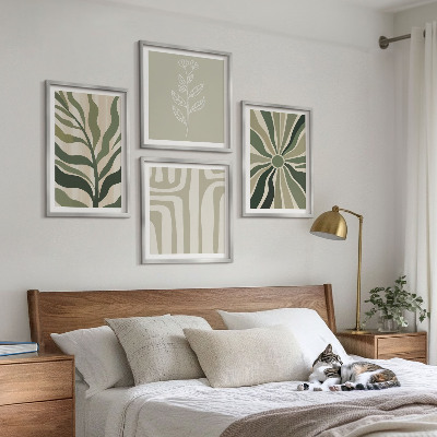 Galleria a parete motivi vegetali minimalismo verde