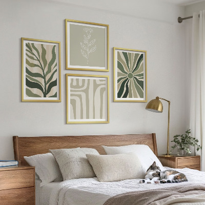 Galleria a parete motivi vegetali minimalismo verde