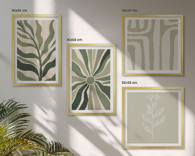 Galleria a parete motivi vegetali minimalismo verde