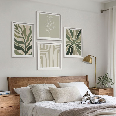 Galleria a parete motivi vegetali minimalismo verde