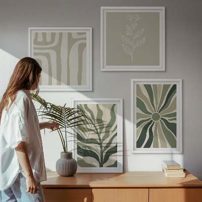 Galleria a parete motivi vegetali minimalismo verde