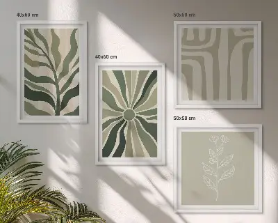 Galleria a parete decorazione con motivi vegetali in stile minimalista verde