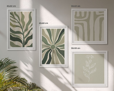 Galleria a parete motivi vegetali minimalismo verde