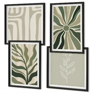Galleria a parete decorazione con motivi vegetali in stile minimalista verde