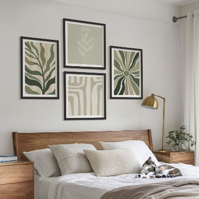 Galleria a parete motivi vegetali minimalismo verde