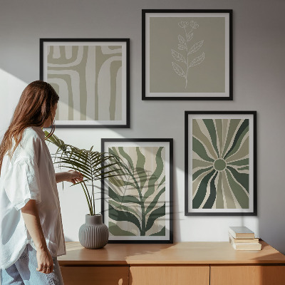 Galleria a parete motivi vegetali minimalismo verde