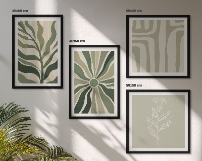 Galleria a parete motivi vegetali minimalismo verde