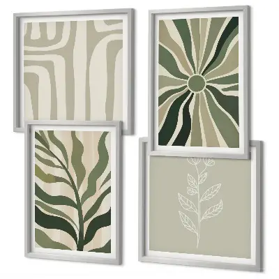 Galleria a parete decorazione con motivi vegetali in stile minimalista verde