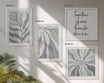 Polittico con cornice Illustrazioni con motivi floreali dai colori pastello