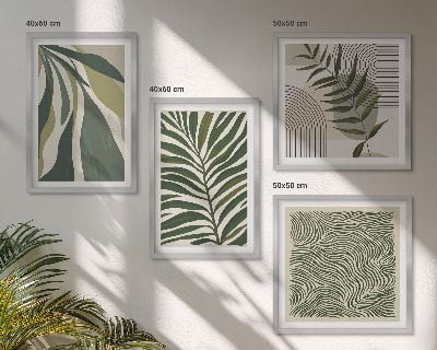 Galleria a parete Illustrazioni pastello di foglie e onde