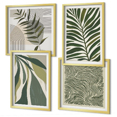 Galleria a parete Illustrazioni pastello di foglie e onde