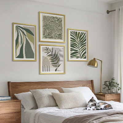 Galleria a parete Illustrazioni pastello di foglie e onde