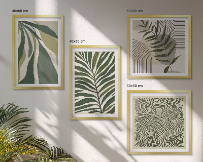 Galleria a parete Illustrazioni pastello di foglie e onde