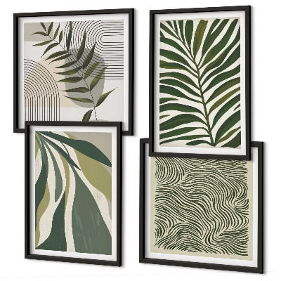 Galleria a parete Illustrazioni pastello di foglie e onde