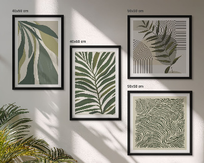 Galleria a parete Illustrazioni pastello di foglie e onde