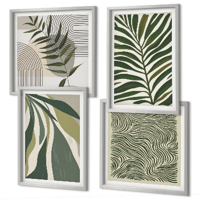 Galleria a parete Illustrazioni pastello di foglie e onde