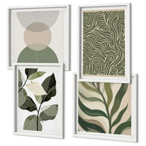 Galleria a parete con foglie dalle forme geometriche astratte