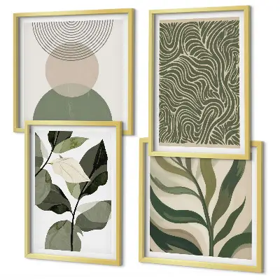 Galleria a parete con foglie dalle forme geometriche astratte