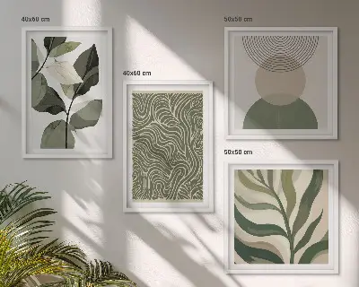 Galleria a parete con foglie dalle forme geometriche astratte
