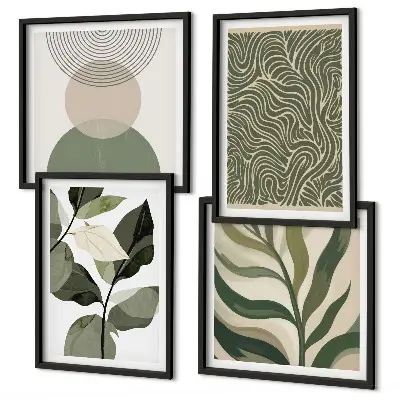 Galleria a parete con foglie dalle forme geometriche astratte