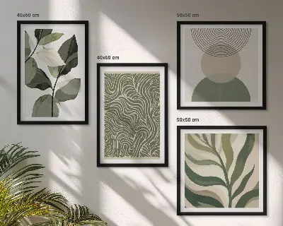 Galleria a parete con foglie dalle forme geometriche astratte