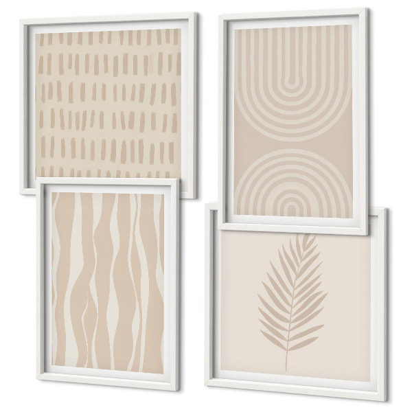 Composizione di 4 quadri motivi vegetali beige