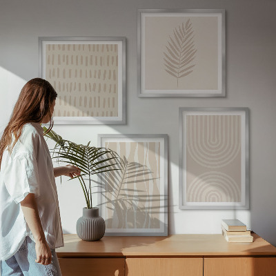 Composizione di 4 quadri motivi vegetali beige