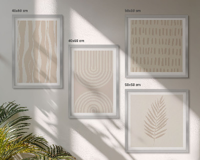 Composizione di 4 quadri motivi vegetali beige