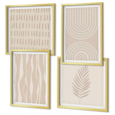 Composizione di 4 quadri motivi vegetali beige